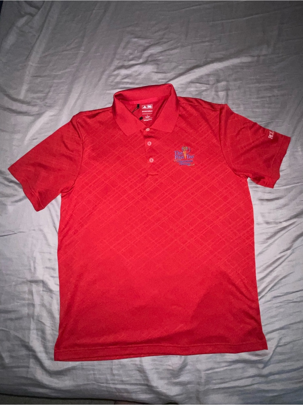 Men’s Red Adidas Puremotion Polo Shirt with Subtle Pattern